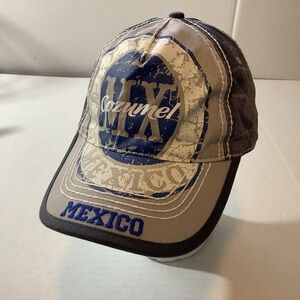 Cozumel Mexico Baseball Cap Gray Tan Blue Distress Hat dips Gorras Strapback Hat